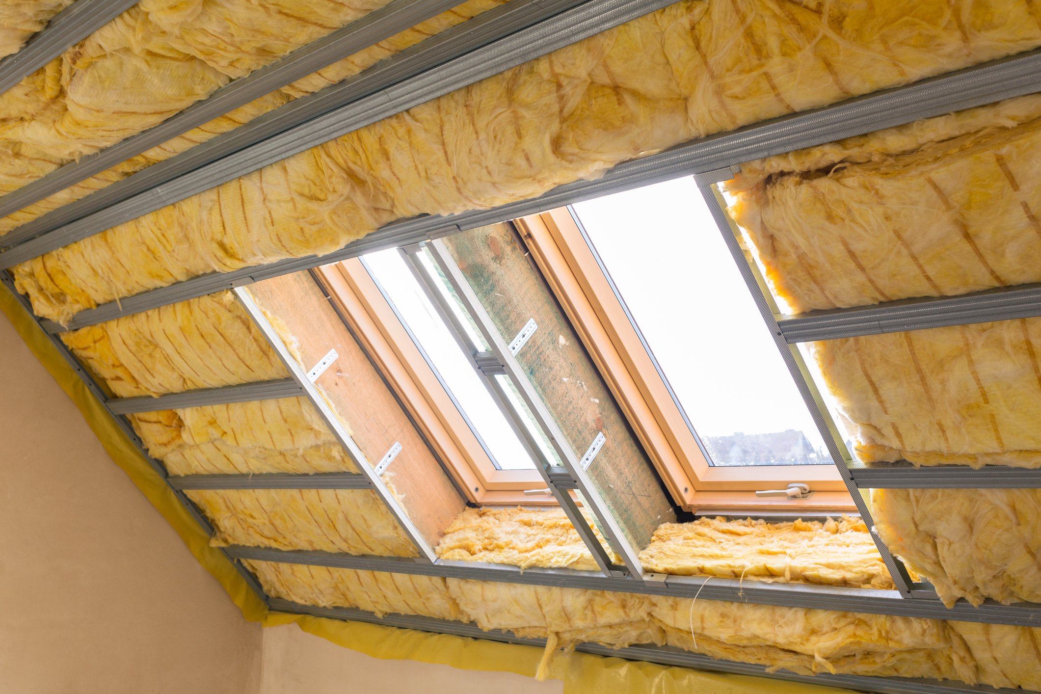 attic insulation in roof of home attic insulation in roof of a home at Ballwin Missouri